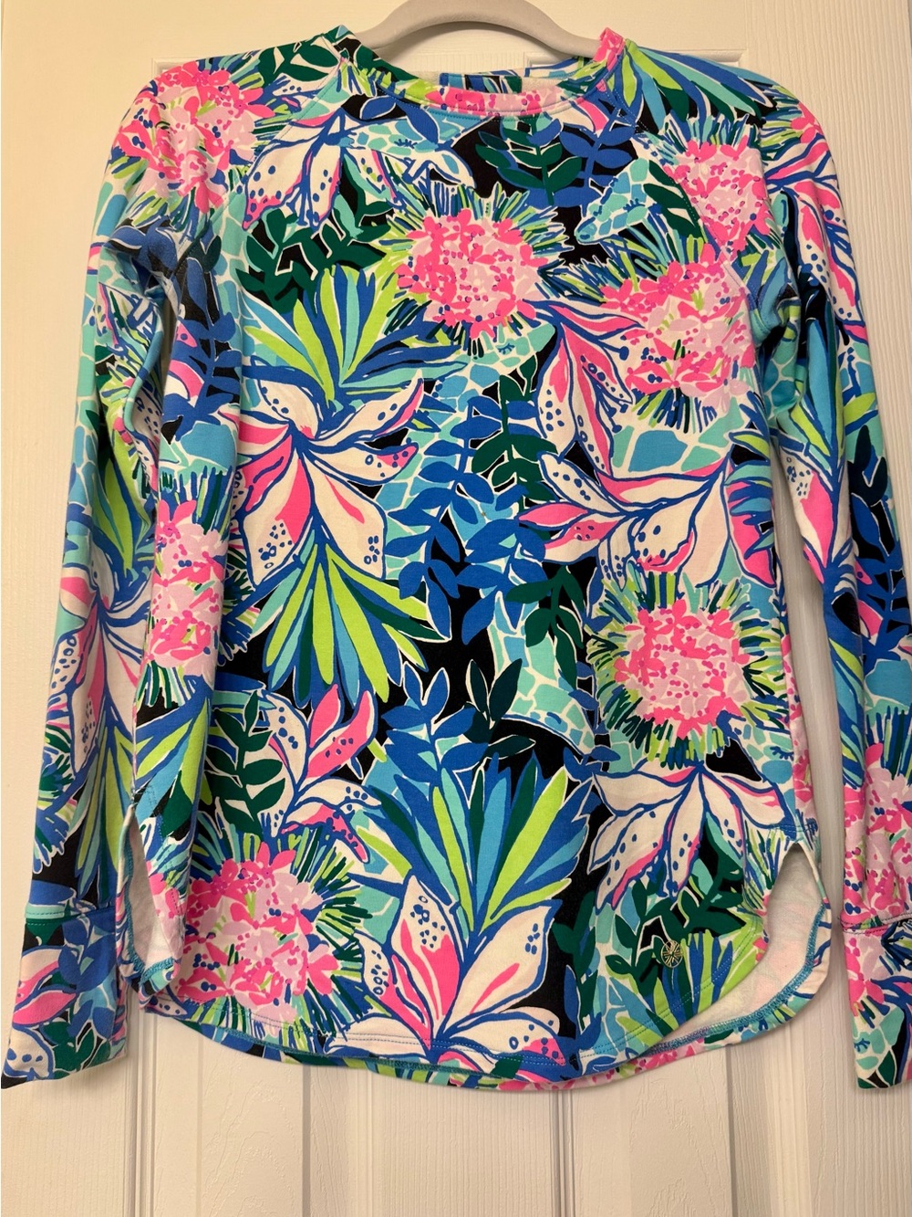 Lilly Pulitzer Long Sleeve Floral Crew Neck Top - Pink, Blue & Green